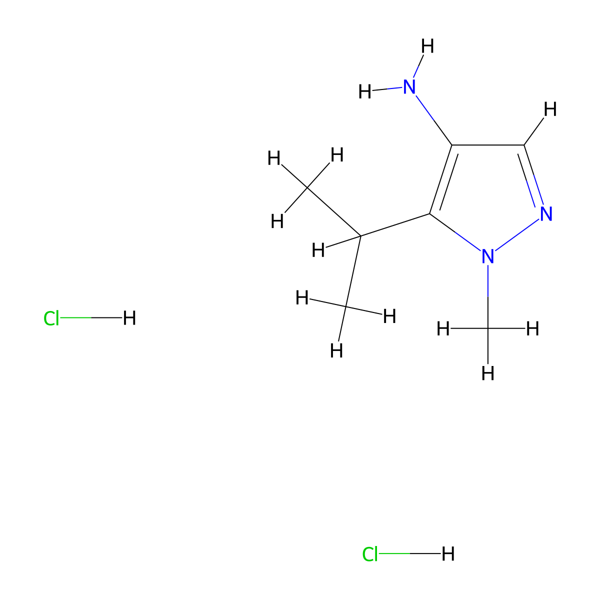 1-methyl-5-(propan-2-yl)-1H-pyrazol-4-amine dihydrochloride molecular structure, CAS 1803603-92-0