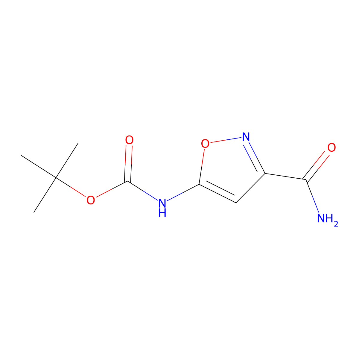 tert-butyl N-(3-carbamoyl-1,2-oxazol-5-yl)carbamate molecular structure, CAS 1803603-93-1