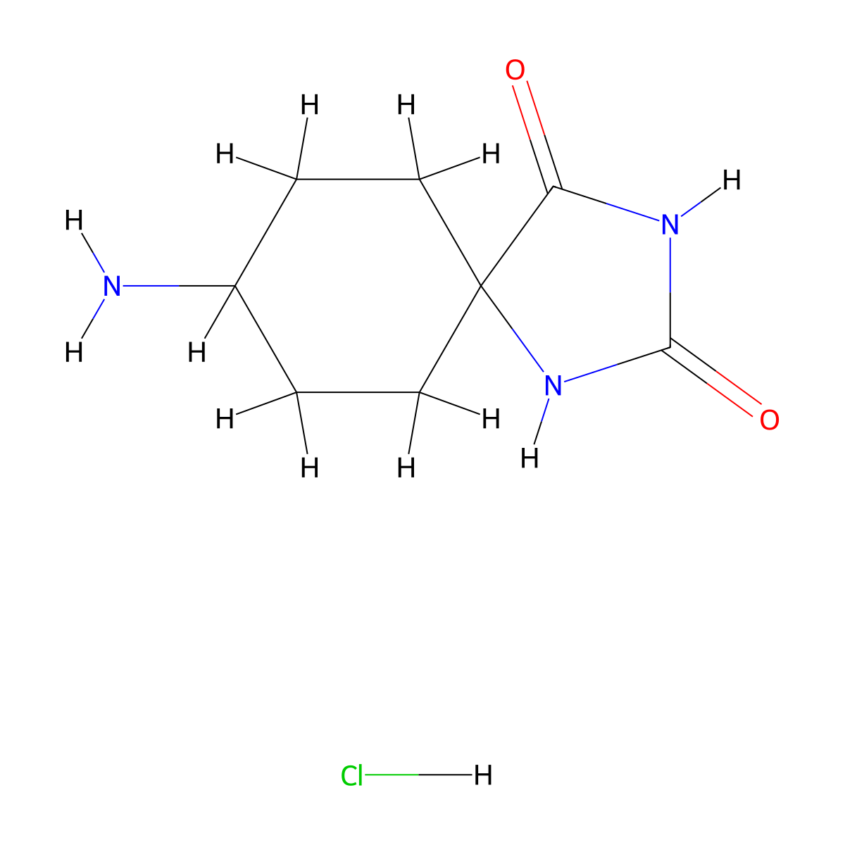 8-Amino-1,3-diazaspiro[4.5]decane-2,4-dione hydrochloride molecular structure, CAS 1803603-96-4