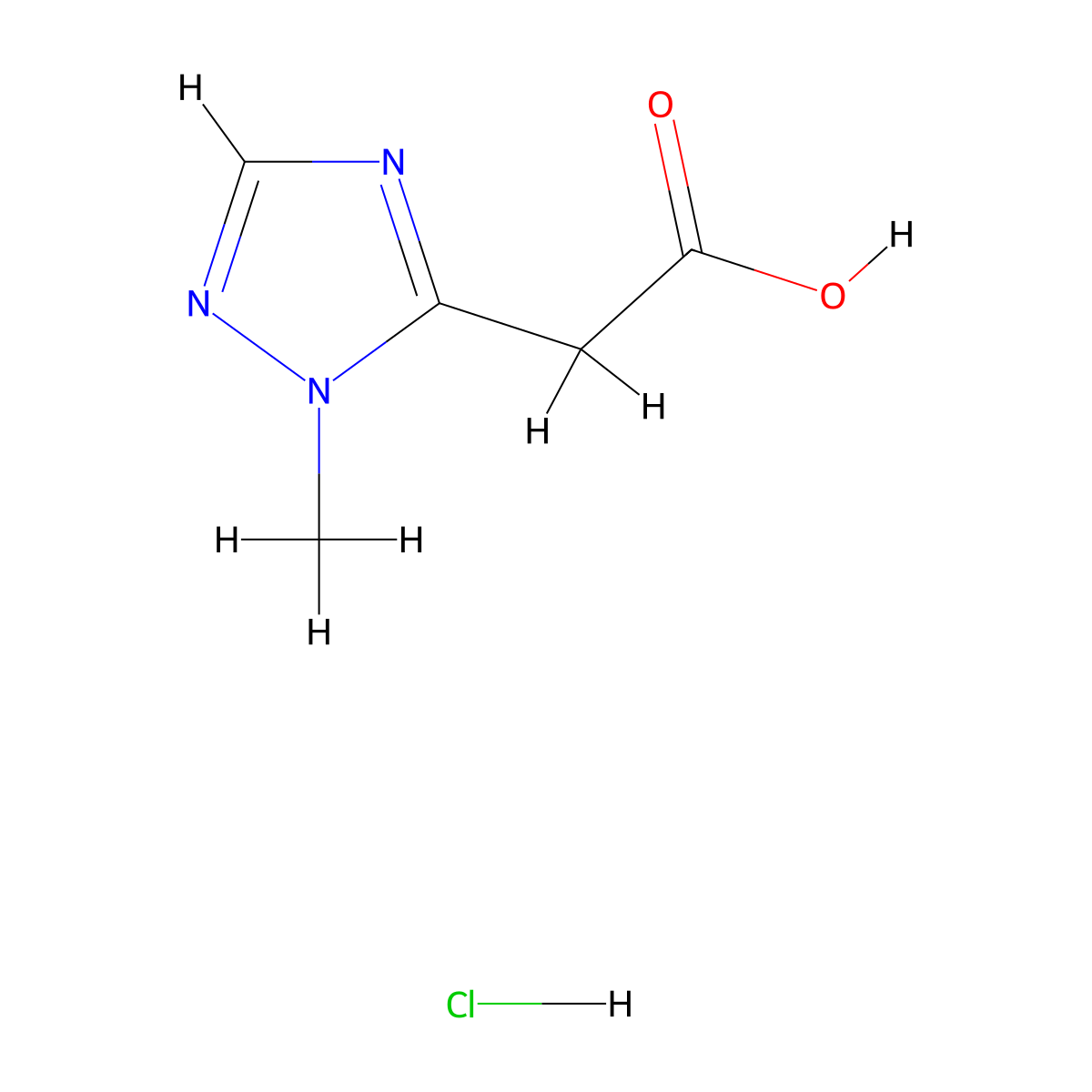 2-(1-methyl-1H-1,2,4-triazol-5-yl)acetic acid hydrochloride molecular structure, CAS 1803604-10-5