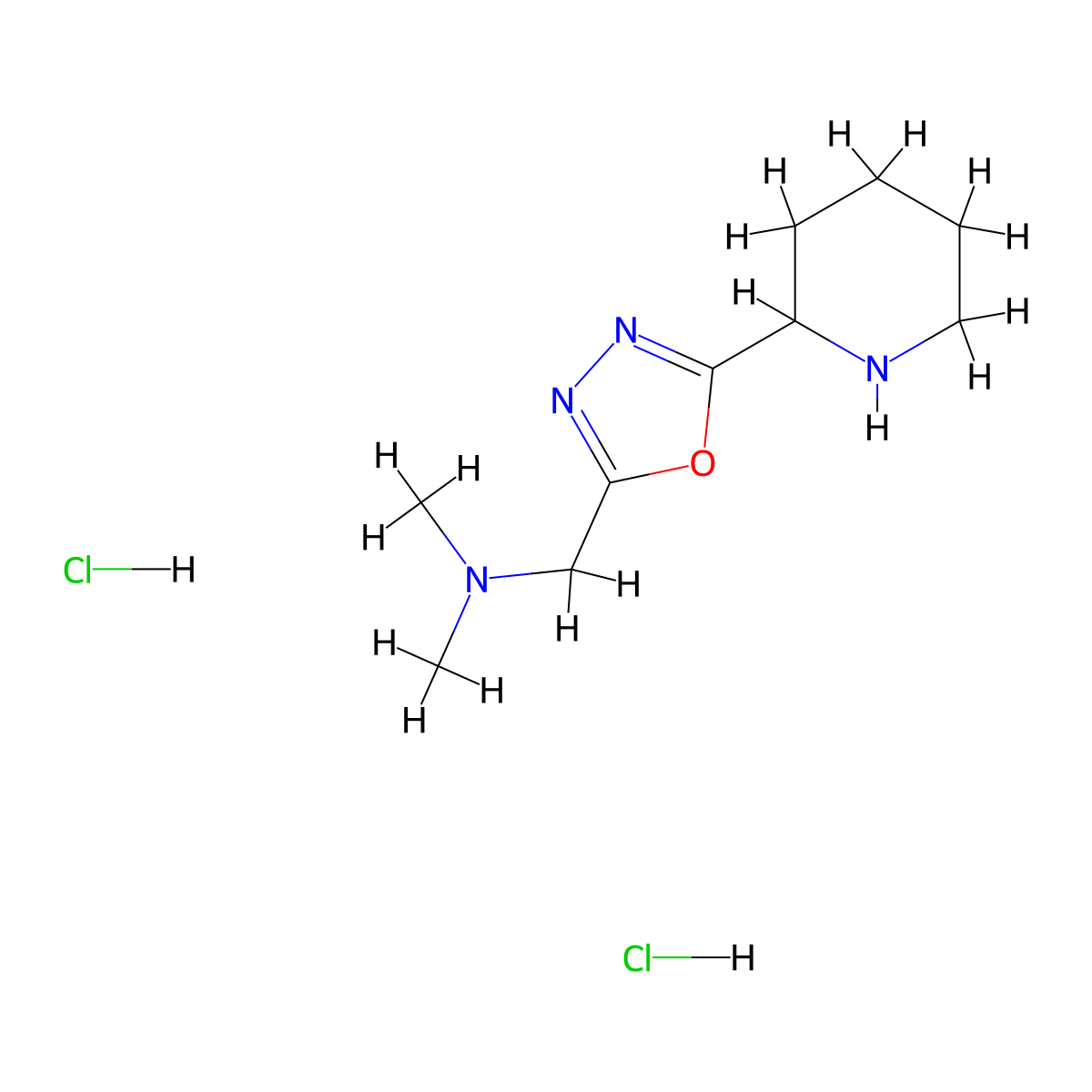 Dimethyl({[5-(piperidin-2-yl)-1,3,4-oxadiazol-2-yl]methyl})amine dihydrochloride molecular structure, CAS 1803604-12-7