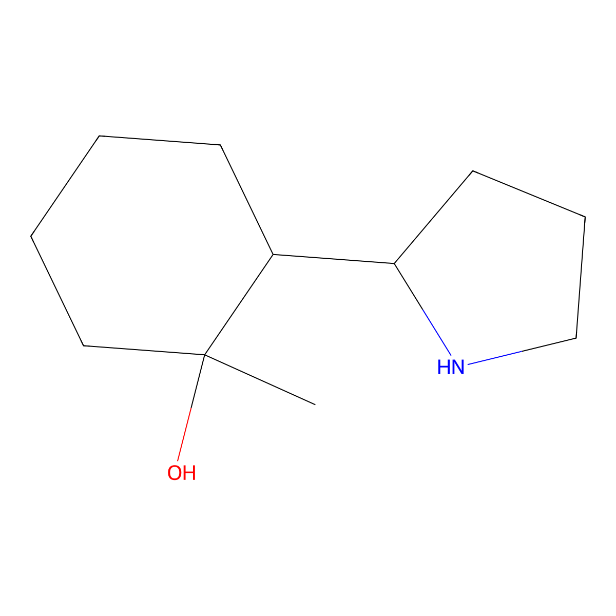 1-Methyl-2-(pyrrolidin-2-yl)cyclohexan-1-ol molecular structure, CAS 1803604-15-0