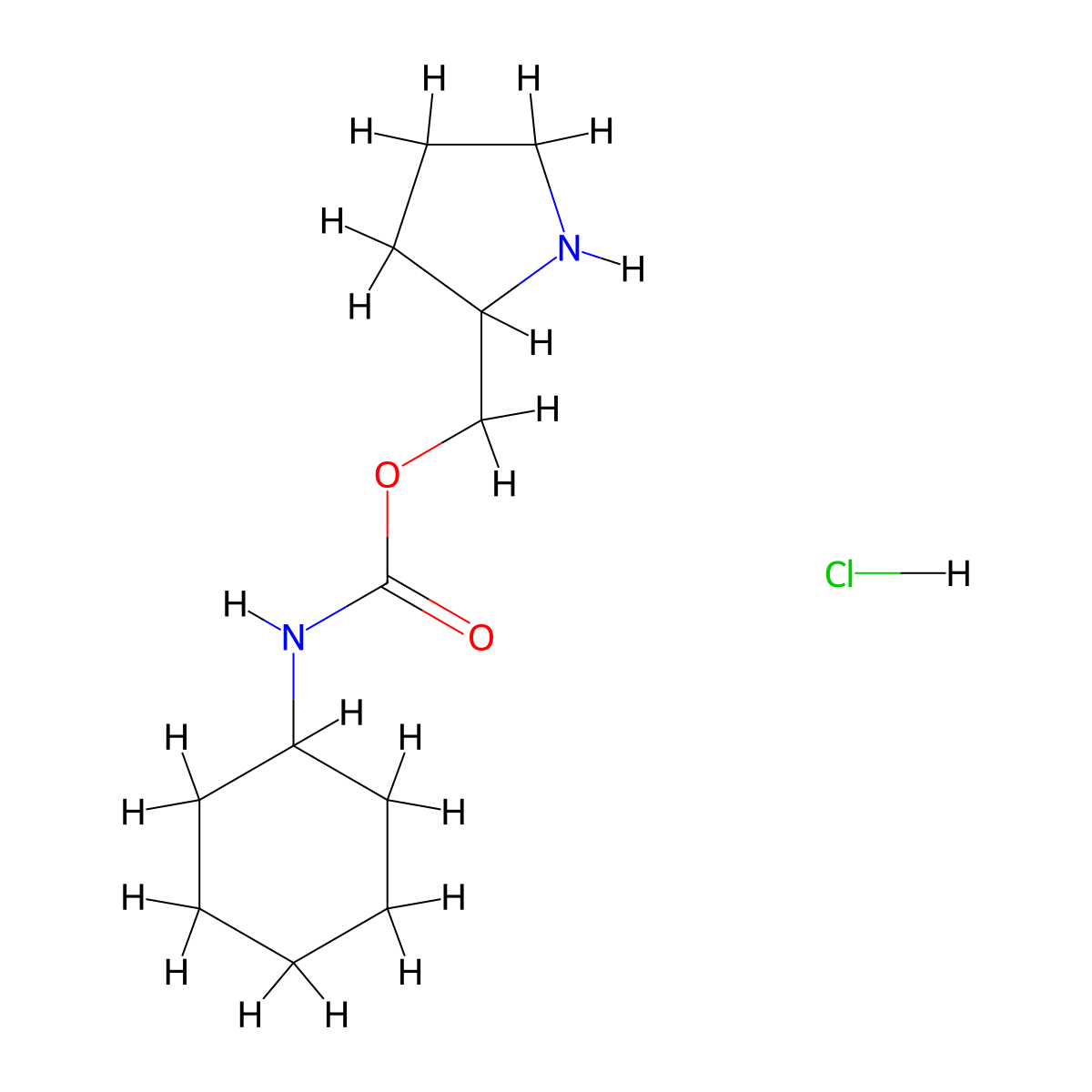 pyrrolidin-2-ylmethyl N-cyclohexylcarbamate hydrochloride molecular structure, CAS 1803604-16-1