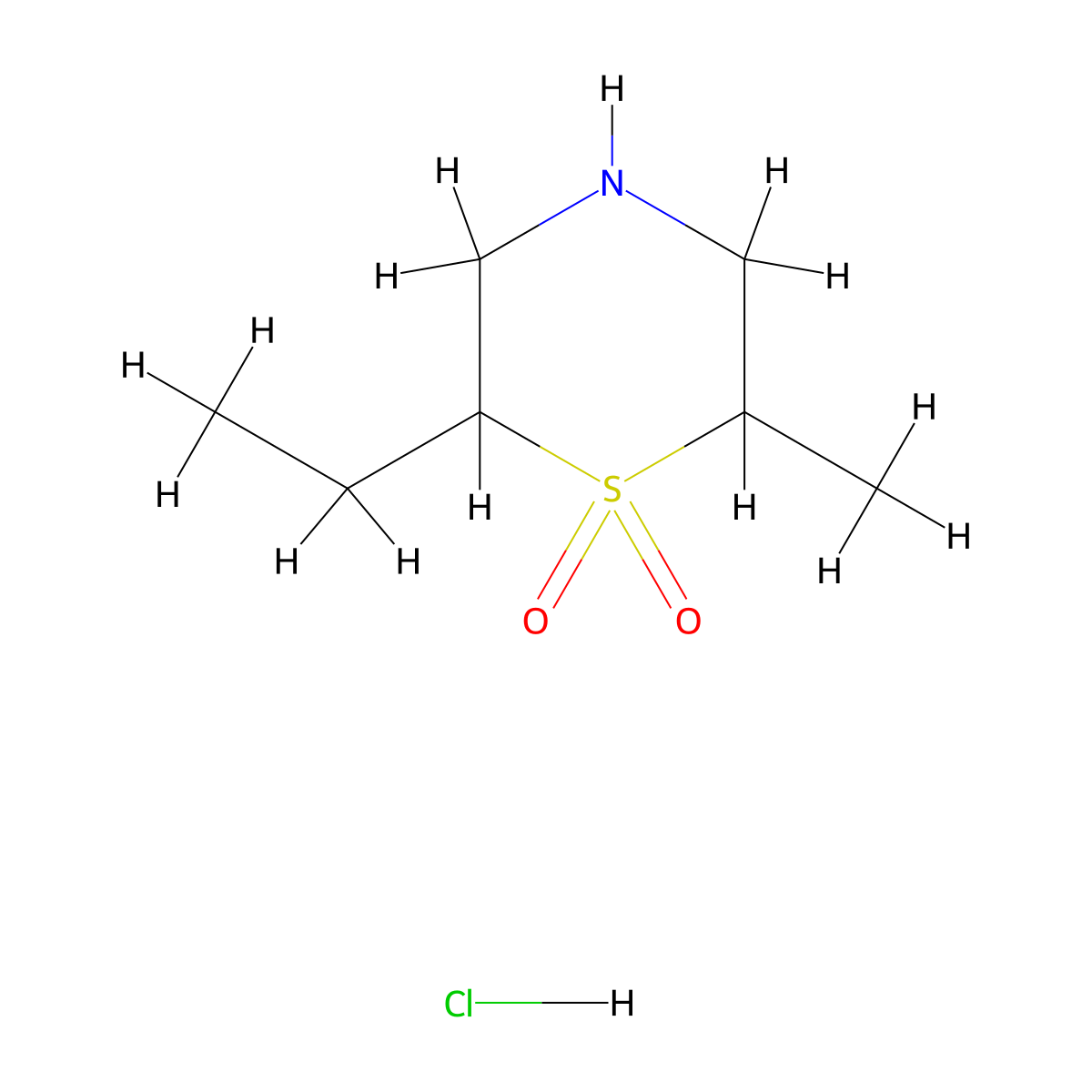 2-Ethyl-6-methyl-1lambda6-thiomorpholine-1,1-dione hydrochloride molecular structure, CAS 1803604-19-4