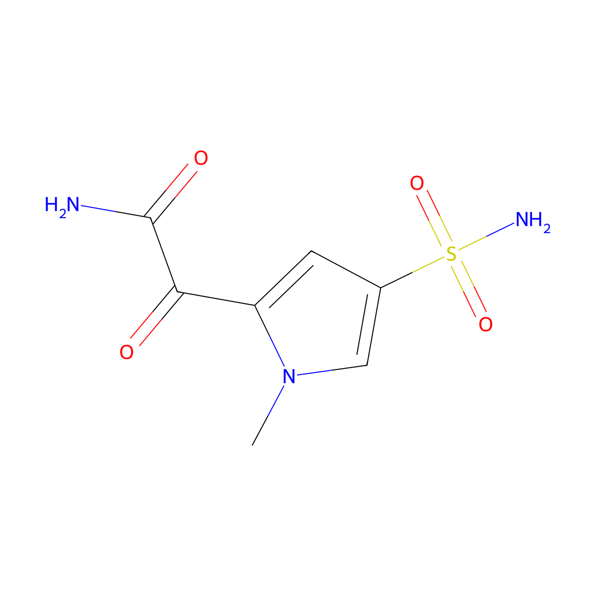 2-(1-methyl-4-sulfamoyl-1H-pyrrol-2-yl)-2-oxoacetamide molecular structure, CAS 1803604-20-7