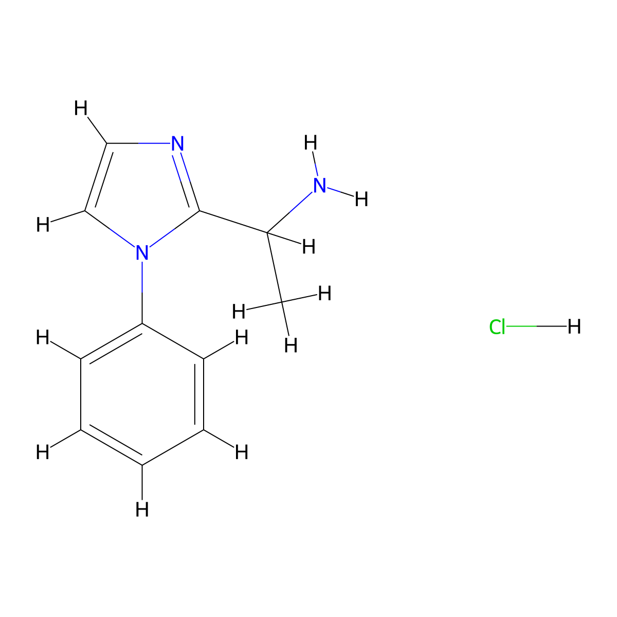1-(1-phenyl-1H-imidazol-2-yl)ethan-1-amine hydrochloride molecular structure, CAS 1803604-24-1