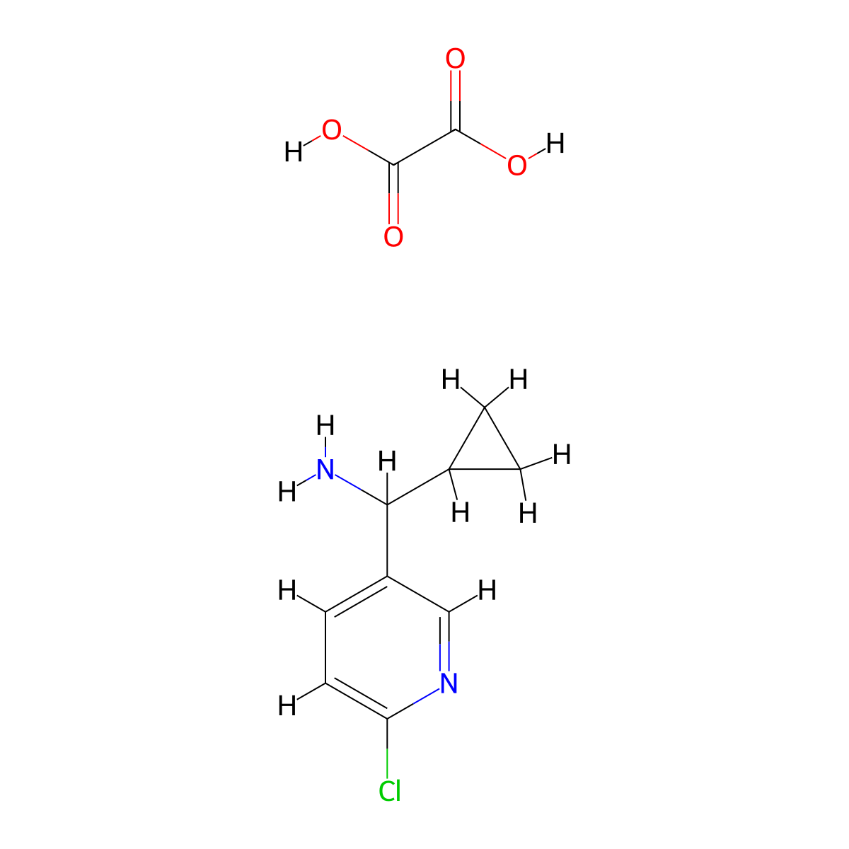 (6-Chloropyridin-3-yl)(cyclopropyl)methanamine, oxalic acid molecular structure, CAS 1803604-28-5
