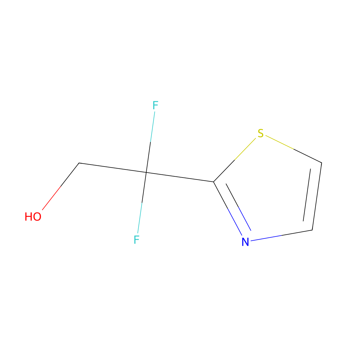 2,2-Difluoro-2-(1,3-thiazol-2-yl)ethan-1-ol molecular structure, CAS 1803604-35-4