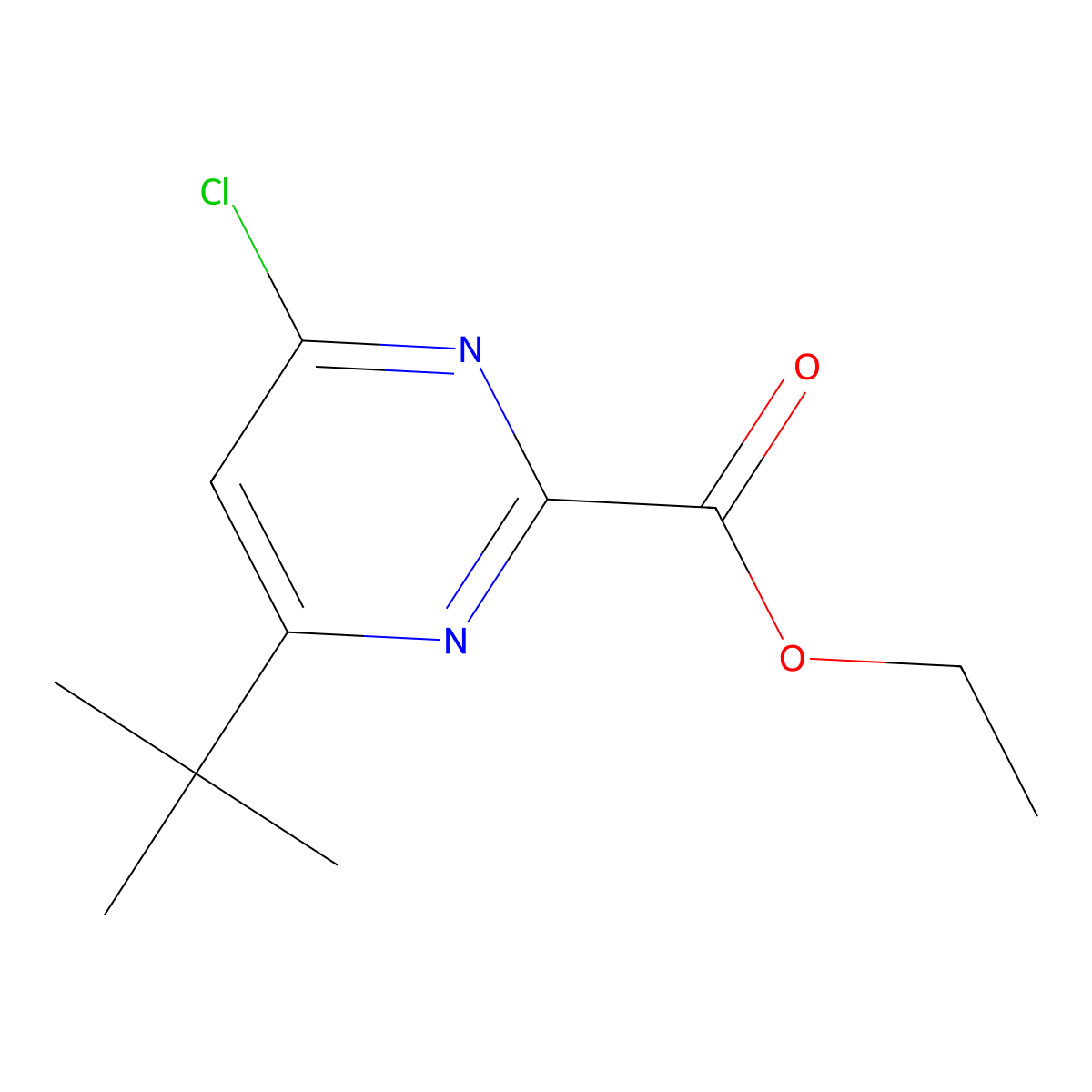 Ethyl 4-tert-butyl-6-chloropyrimidine-2-carboxylate molecular structure, CAS 1803604-40-1