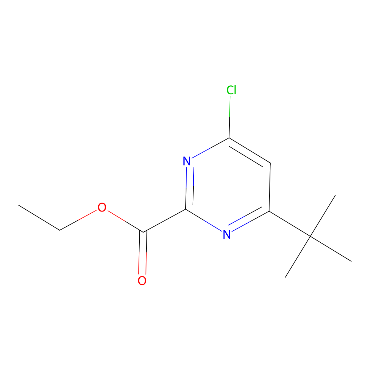 Ethyl 4-tert-butyl-6-chloropyrimidine-2-carboxylate molecular structure, CAS 1803604-40-1