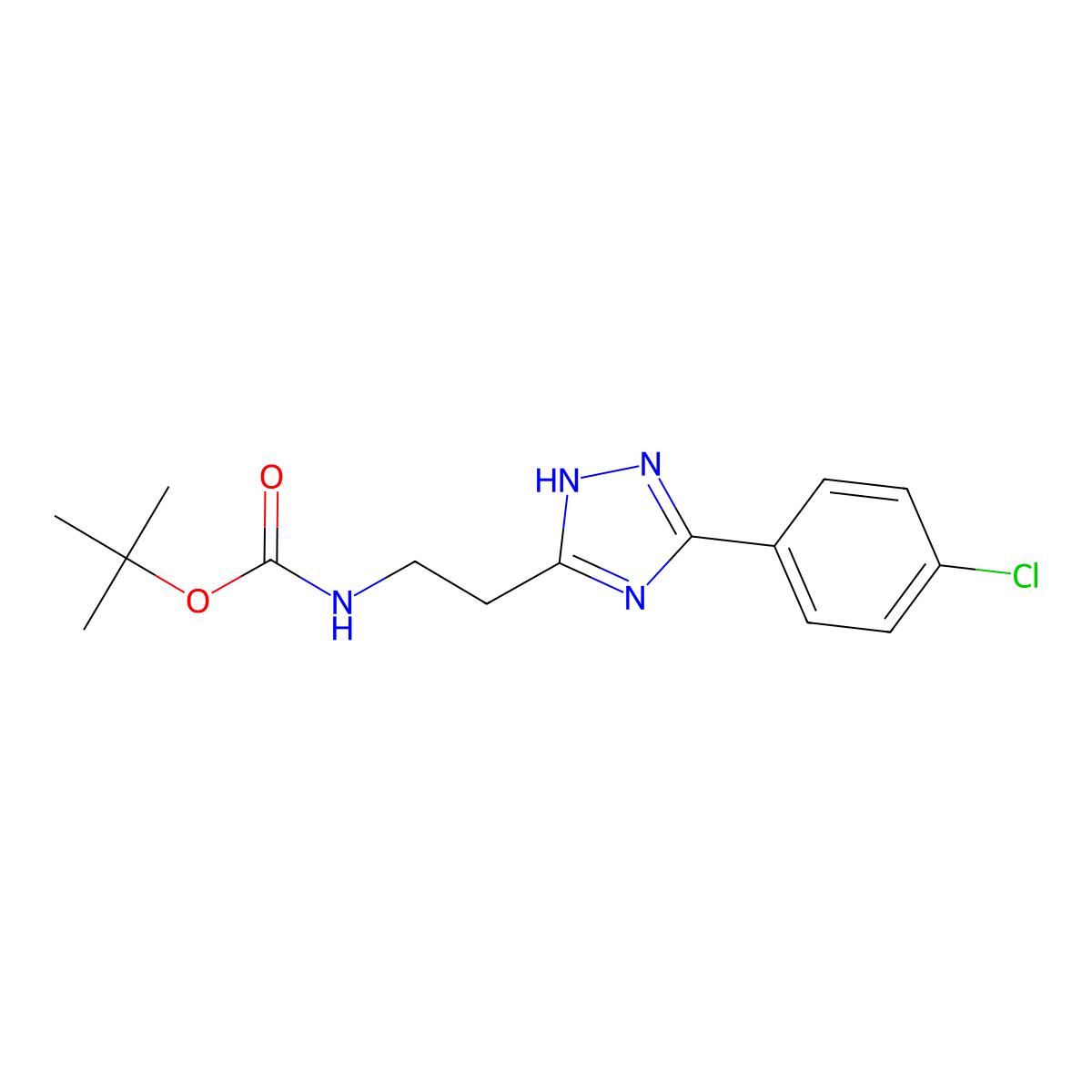tert-butyl N-{2-[5-(4-chlorophenyl)-4H-1,2,4-triazol-3-yl]ethyl}carbamate molecular structure, CAS 1803604-42-3