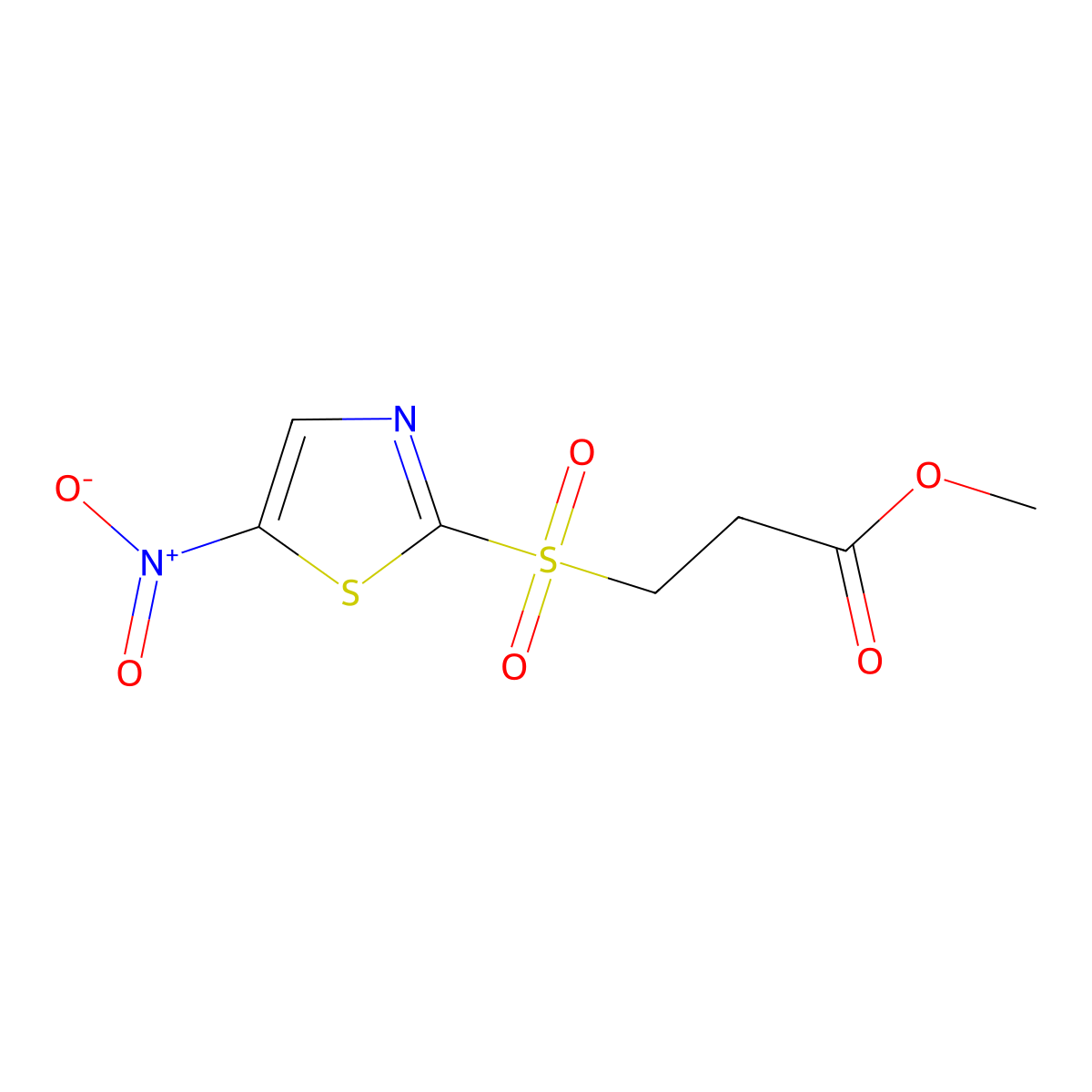 Methyl 3-[(5-nitro-1,3-thiazol-2-yl)sulfonyl]propanoate molecular structure, CAS 1803604-49-0