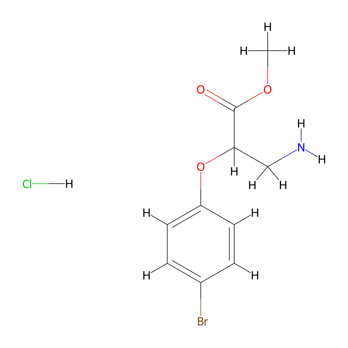 Methyl 3-amino-2-(4-bromophenoxy)propanoate hydrochloride molecular structure, CAS 1803604-50-3