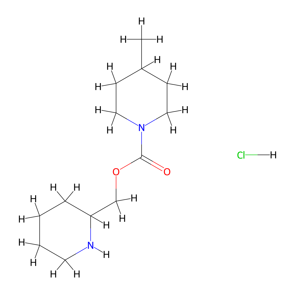 Piperidin-2-ylmethyl 4-methylpiperidine-1-carboxylate hydrochloride molecular structure, CAS 1803604-68-3