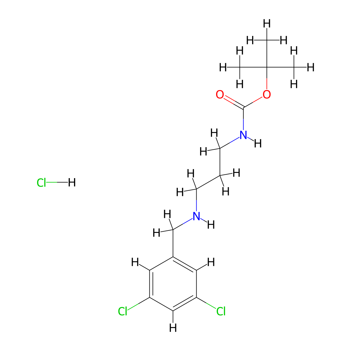 tert-butyl N-(3-{[(3,5-dichlorophenyl)methyl]amino}propyl)carbamate hydrochloride molecular structure, CAS 1803604-71-8