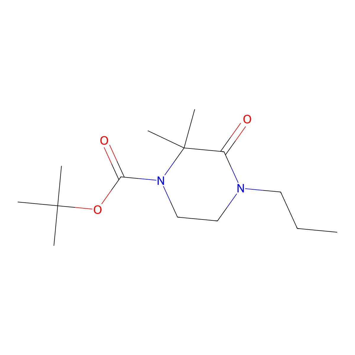 Tert-butyl 2,2-dimethyl-3-oxo-4-propylpiperazine-1-carboxylate molecular structure, CAS 1803604-77-4