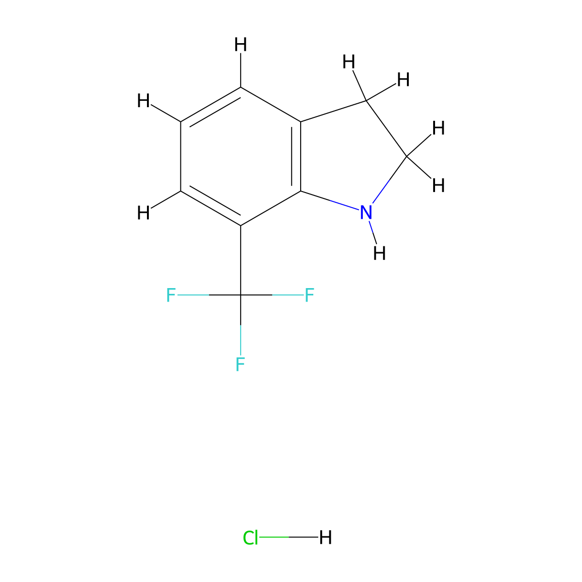 7-(trifluoromethyl)-2,3-dihydro-1H-indole hydrochloride molecular structure, CAS 1803604-86-5