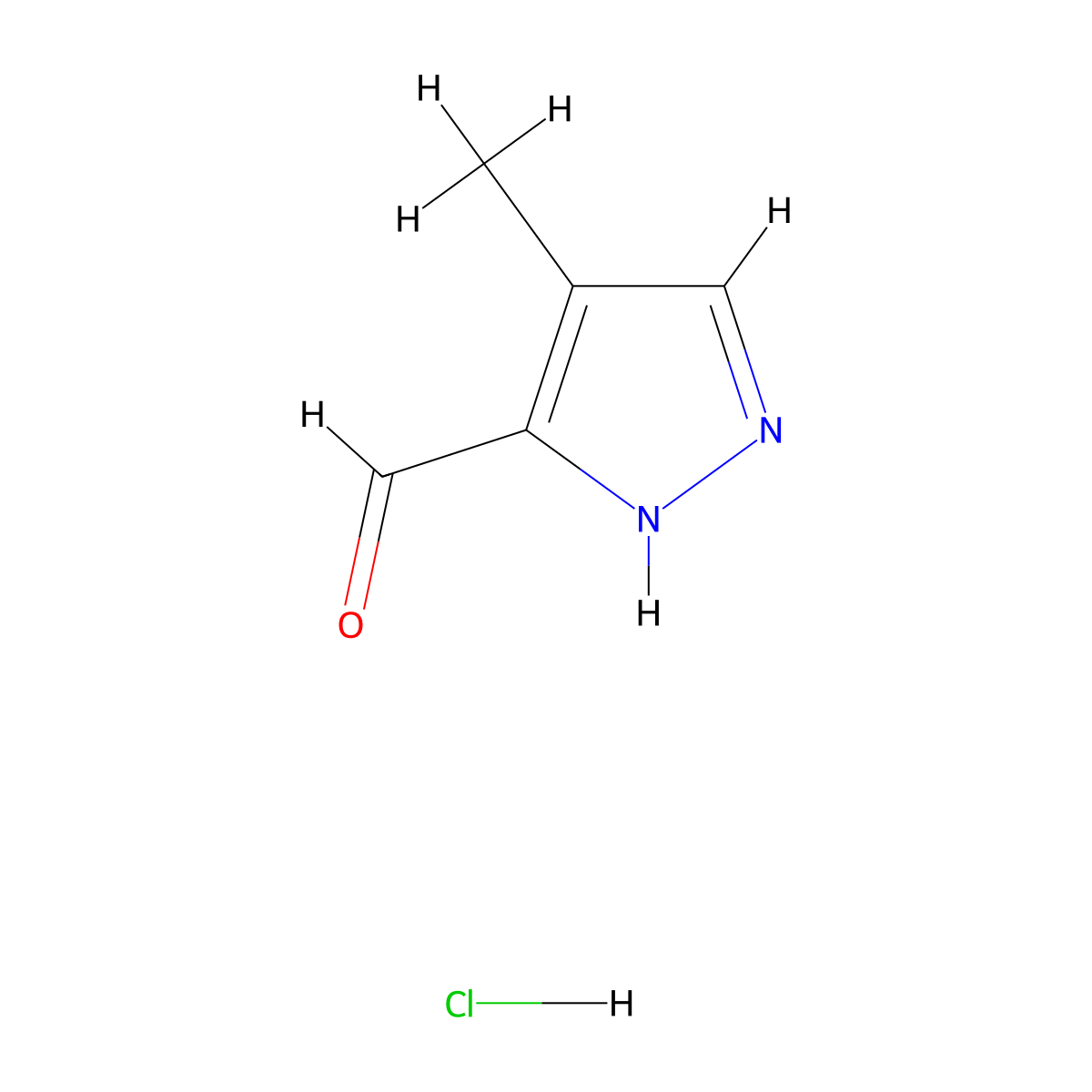 4-methyl-1H-pyrazole-3-carbaldehyde hydrochloride molecular structure, CAS 1803604-90-1