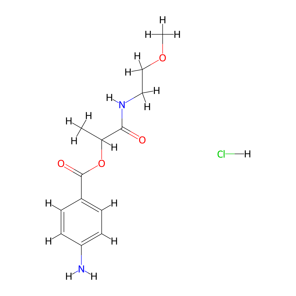 1-((2-Methoxyethyl)carbamoyl)ethyl 4-aminobenzoate hydrochloride molecular structure, CAS 1803604-91-2
