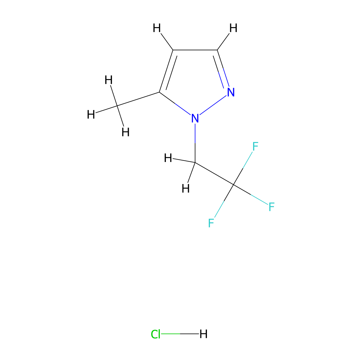 5-methyl-1-(2,2,2-trifluoroethyl)-1H-pyrazole hydrochloride molecular structure, CAS 1803604-92-3