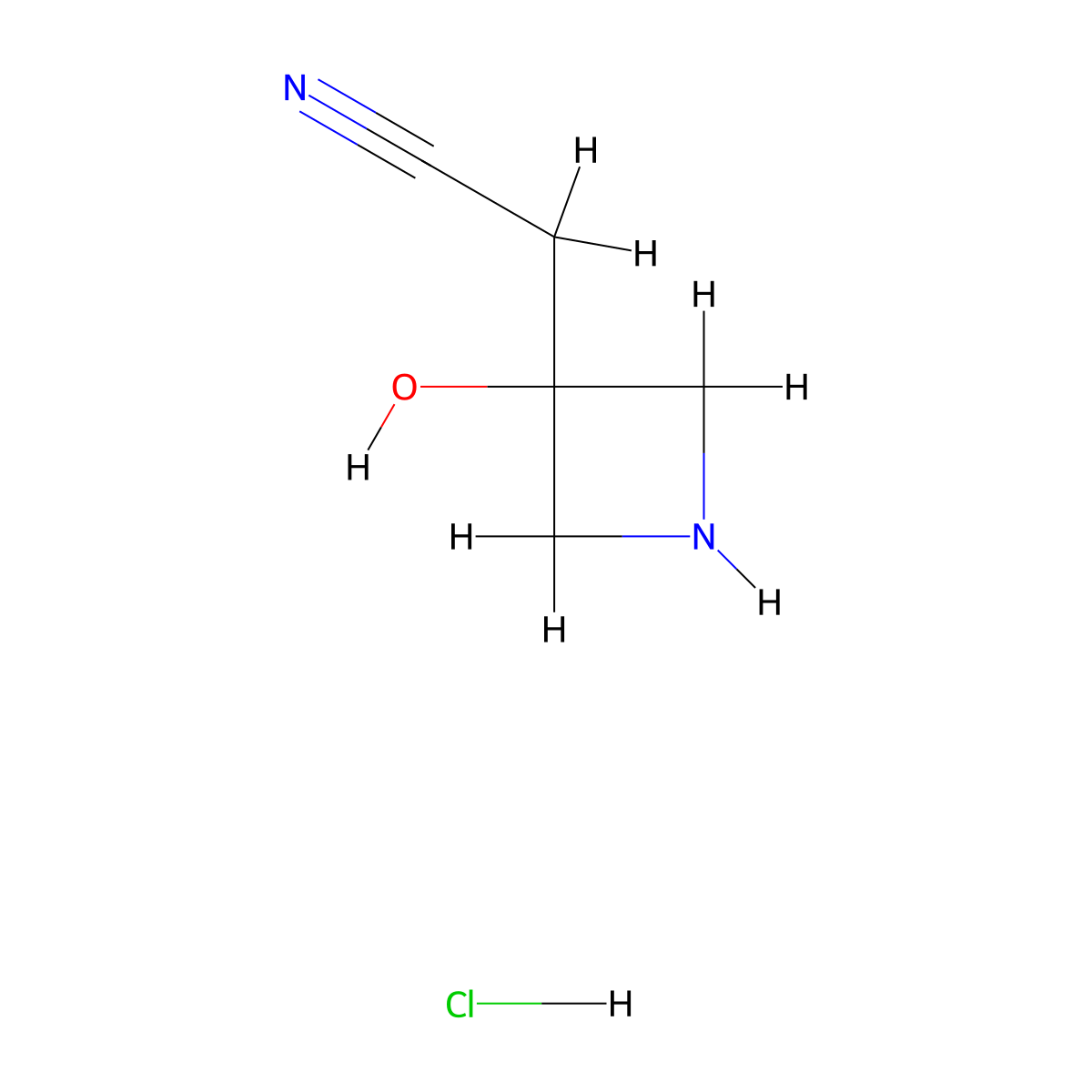 2-(3-Hydroxyazetidin-3-yl)acetonitrile hydrochloride molecular structure, CAS 1803604-94-5