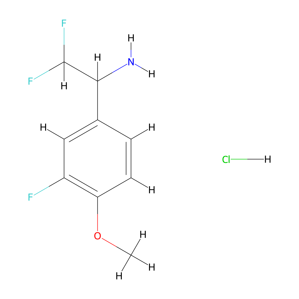 2,2-Difluoro-1-(3-fluoro-4-methoxyphenyl)ethan-1-amine hydrochloride molecular structure, CAS 1803604-95-6