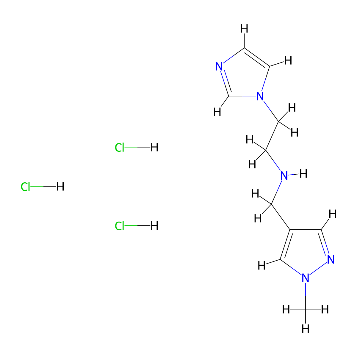 [2-(1H-imidazol-1-yl)ethyl][(1-methyl-1H-pyrazol-4-yl)methyl]amine trihydrochloride molecular structure, CAS 1803605-01-7