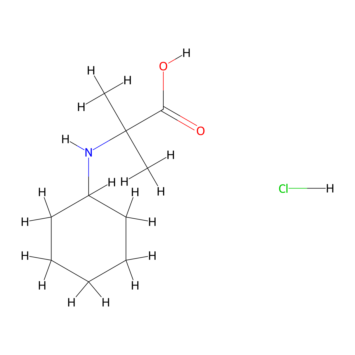 2-(Cyclohexylamino)-2-methylpropanoic acid hydrochloride molecular structure, CAS 1803605-05-1