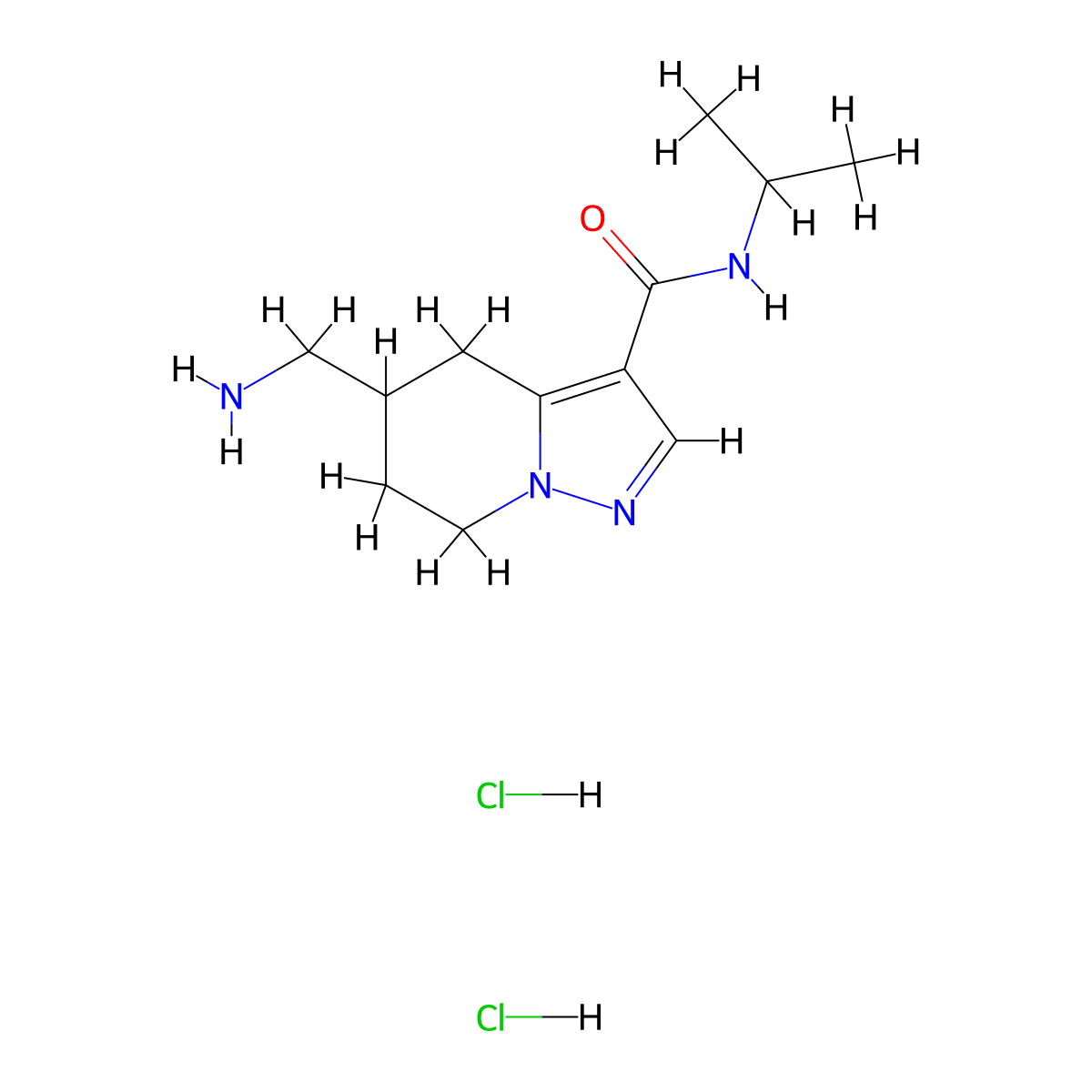5-(aminomethyl)-N-(propan-2-yl)-4H,5H,6H,7H-pyrazolo[1,5-a]pyridine-3-carboxamide dihydrochloride molecular structure, CAS 1803605-06-2