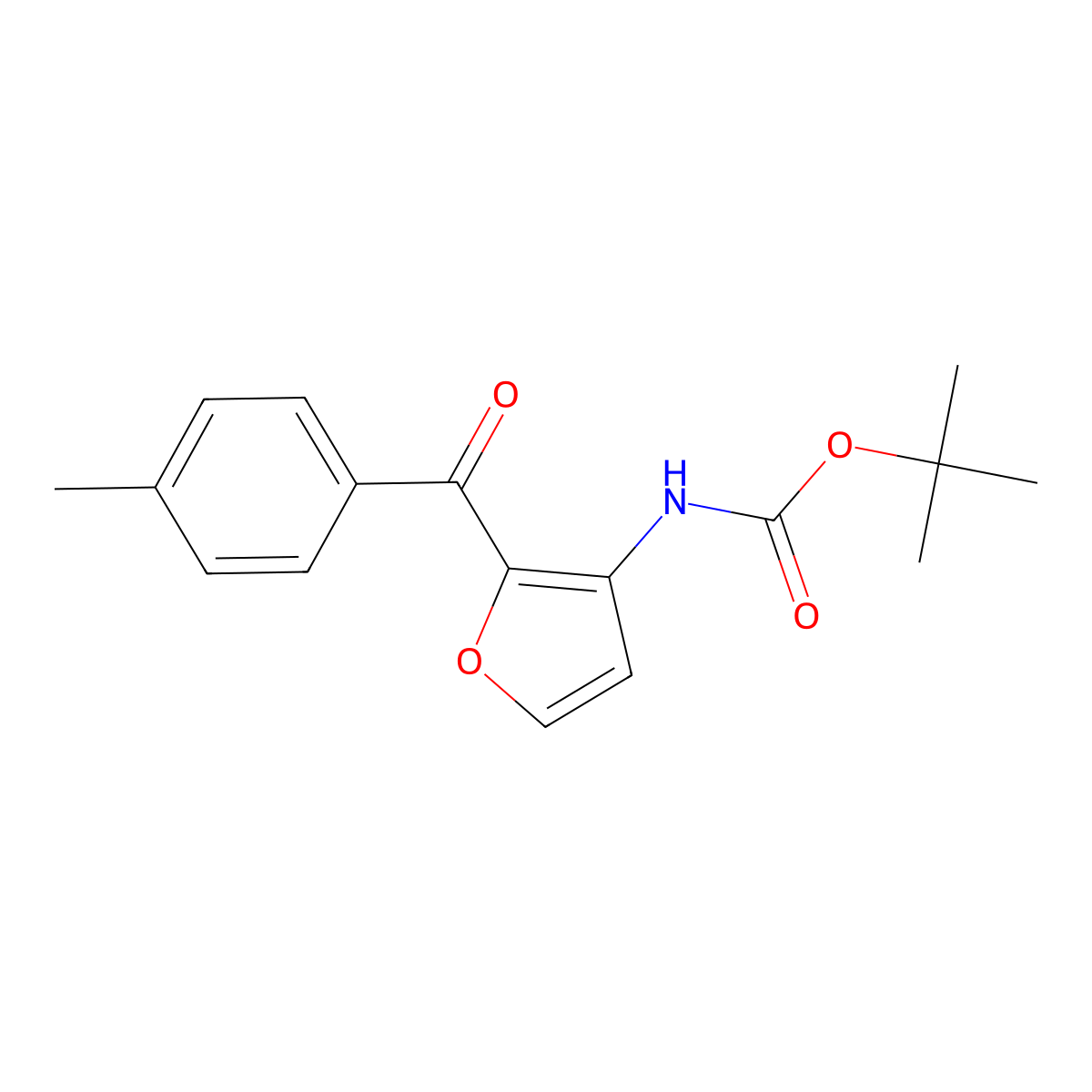 tert-butyl N-[2-(4-methylbenzoyl)furan-3-yl]carbamate molecular structure, CAS 1803605-07-3