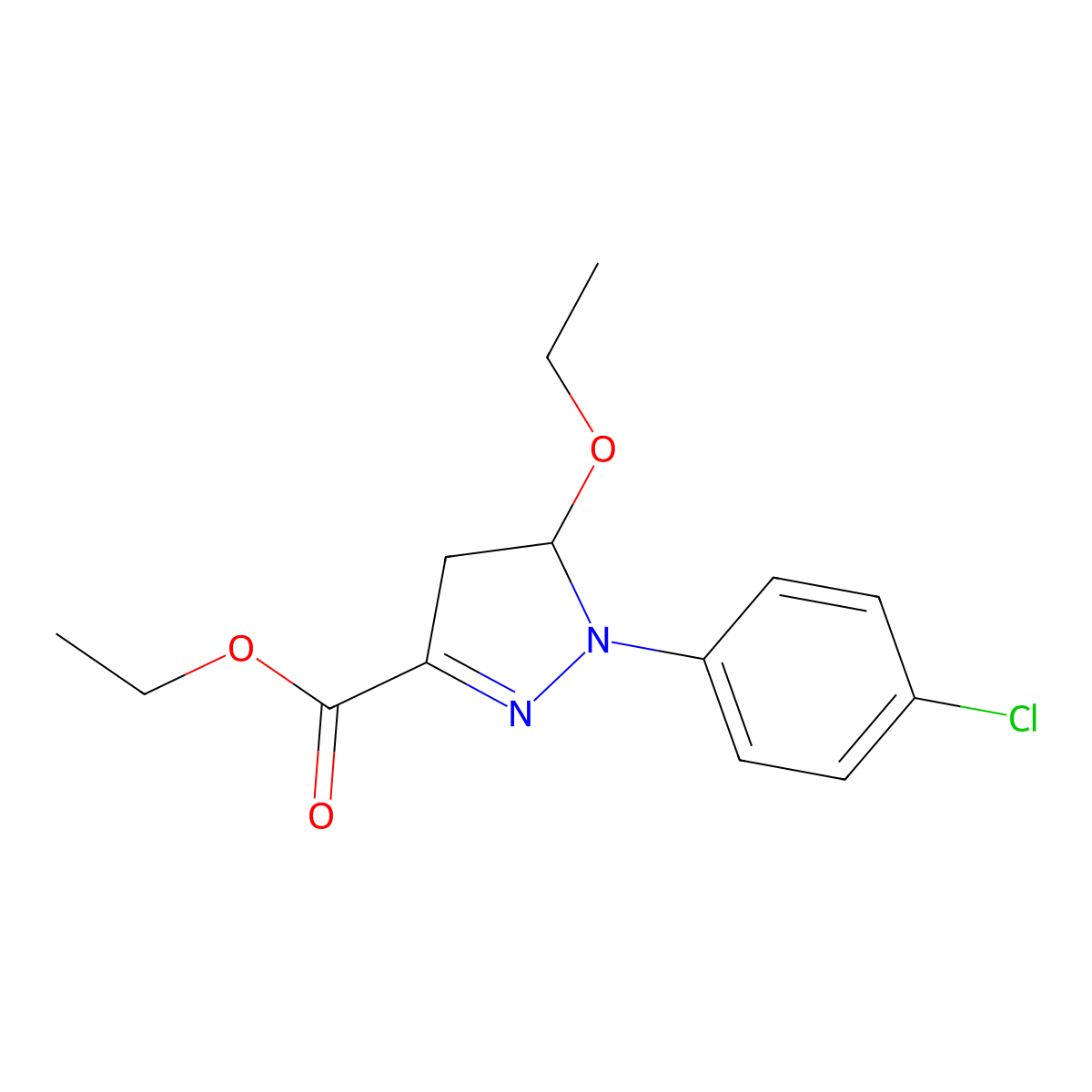 ethyl 1-(4-chlorophenyl)-5-ethoxy-4,5-dihydro-1H-pyrazole-3-carboxylate molecular structure, CAS 1803605-13-1