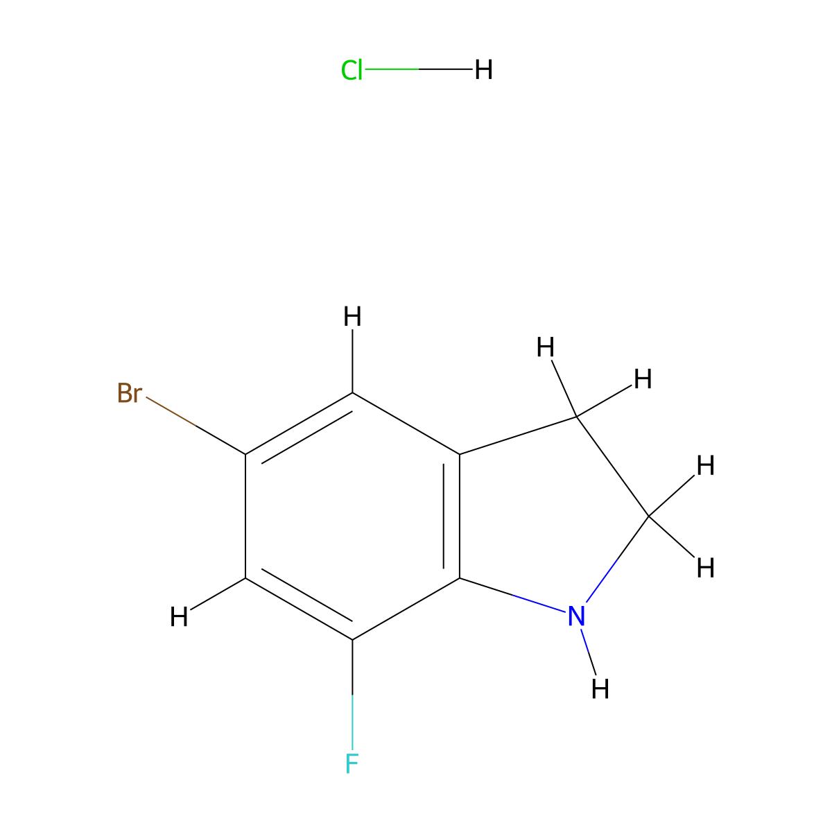 5-bromo-7-fluoro-2,3-dihydro-1H-indole hydrochloride molecular structure, CAS 1803605-18-6