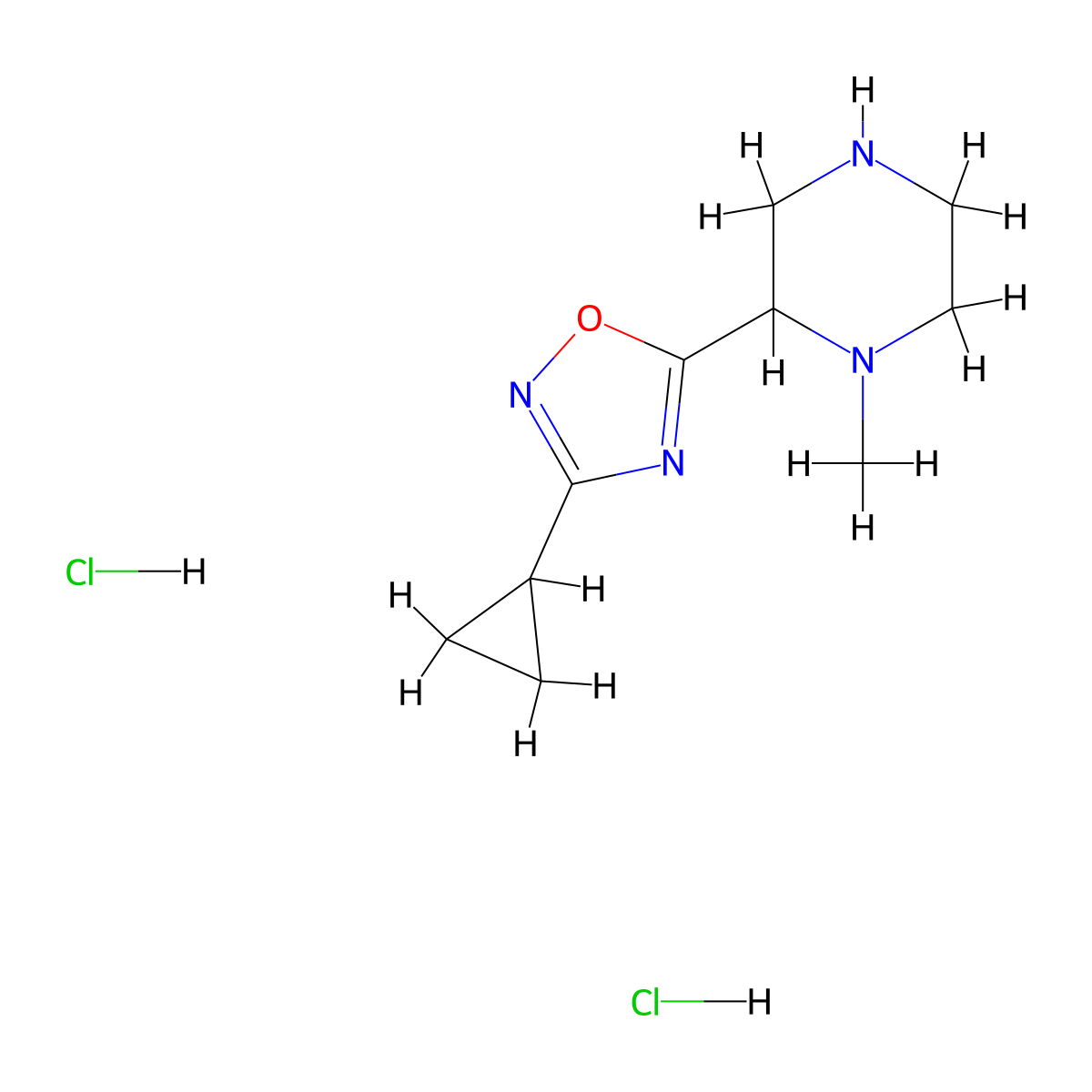2-(3-Cyclopropyl-1,2,4-oxadiazol-5-yl)-1-methylpiperazine dihydrochloride molecular structure, CAS 1803605-20-0