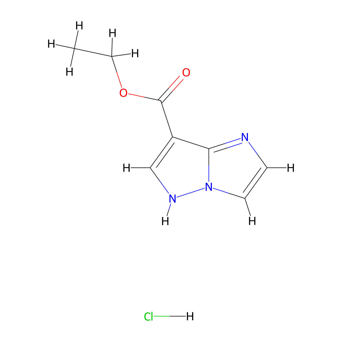 ethyl 1H-pyrazolo[1,5-a]imidazole-7-carboxylate hydrochloride molecular structure, CAS 1803605-21-1