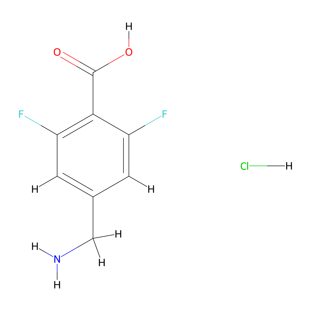 4-(Aminomethyl)-2,6-difluorobenzoic acid hydrochloride molecular structure, CAS 1803605-25-5