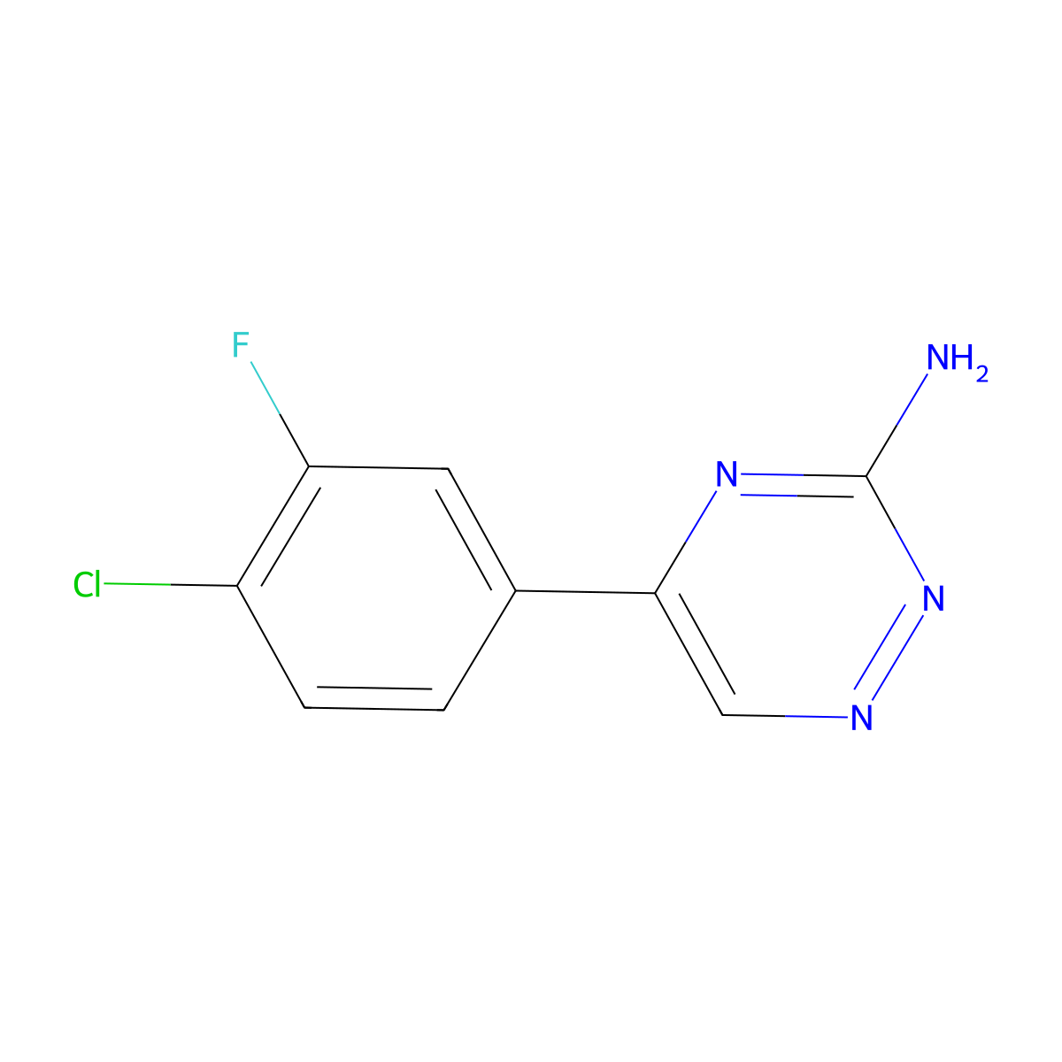 5-(4-Chloro-3-fluorophenyl)-1,2,4-triazin-3-amine molecular structure, CAS 1803605-27-7