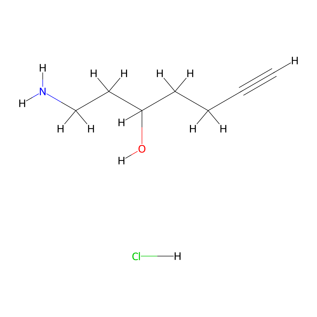 1-Aminohept-6-yn-3-ol hydrochloride molecular structure, CAS 1803605-29-9