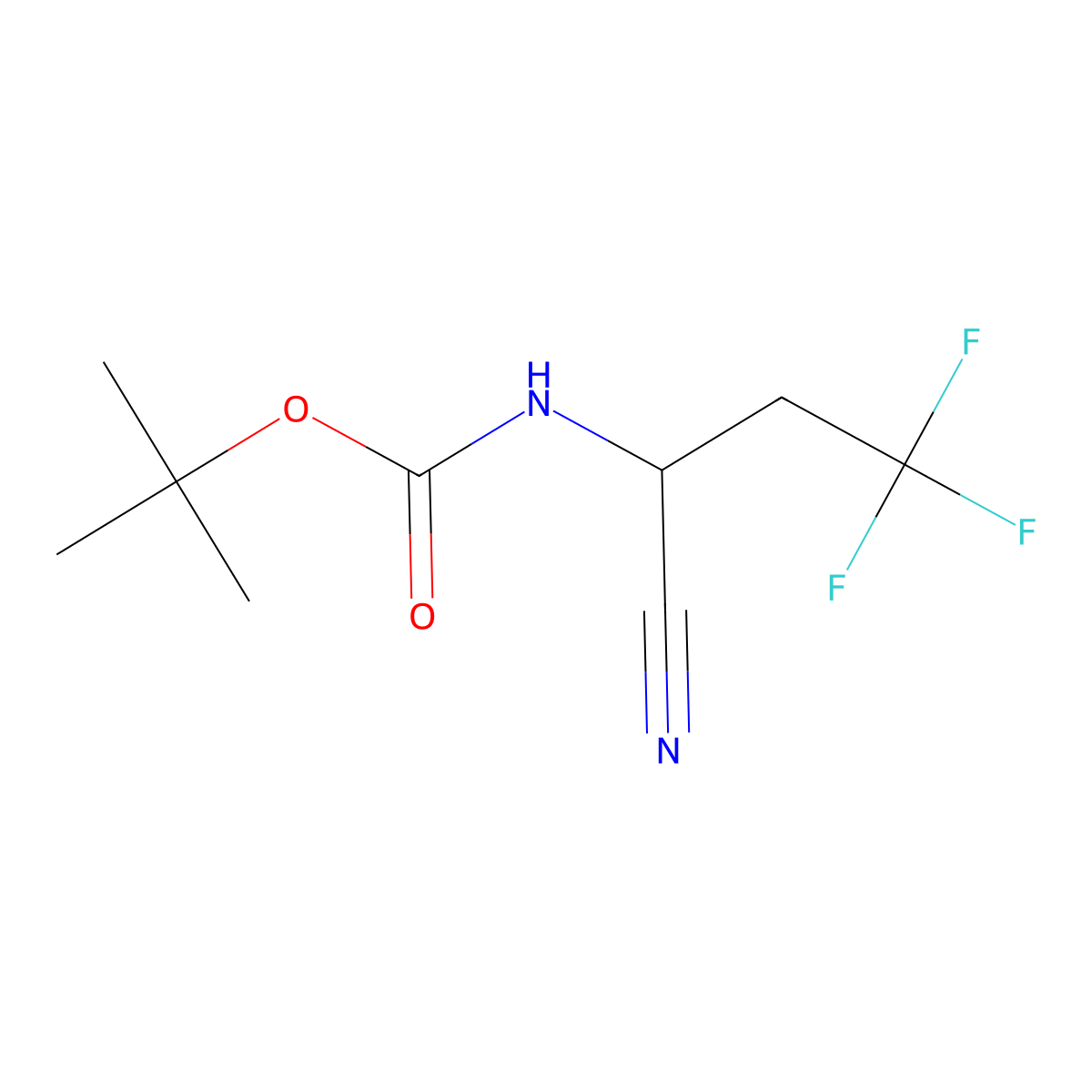 tert-butyl N-(1-cyano-3,3,3-trifluoropropyl)carbamate molecular structure, CAS 1803605-33-5