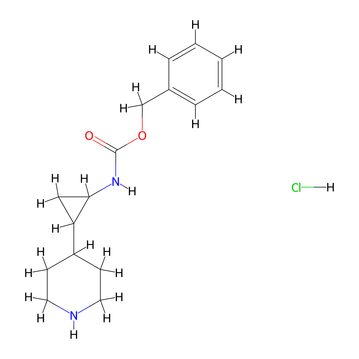benzyl N-[2-(piperidin-4-yl)cyclopropyl]carbamate hydrochloride molecular structure, CAS 1803605-34-6