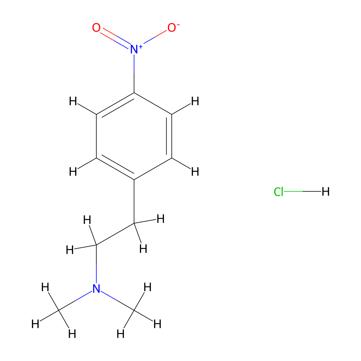 Dimethyl[2-(4-nitrophenyl)ethyl]amine hydrochloride molecular structure, CAS 1803605-41-5