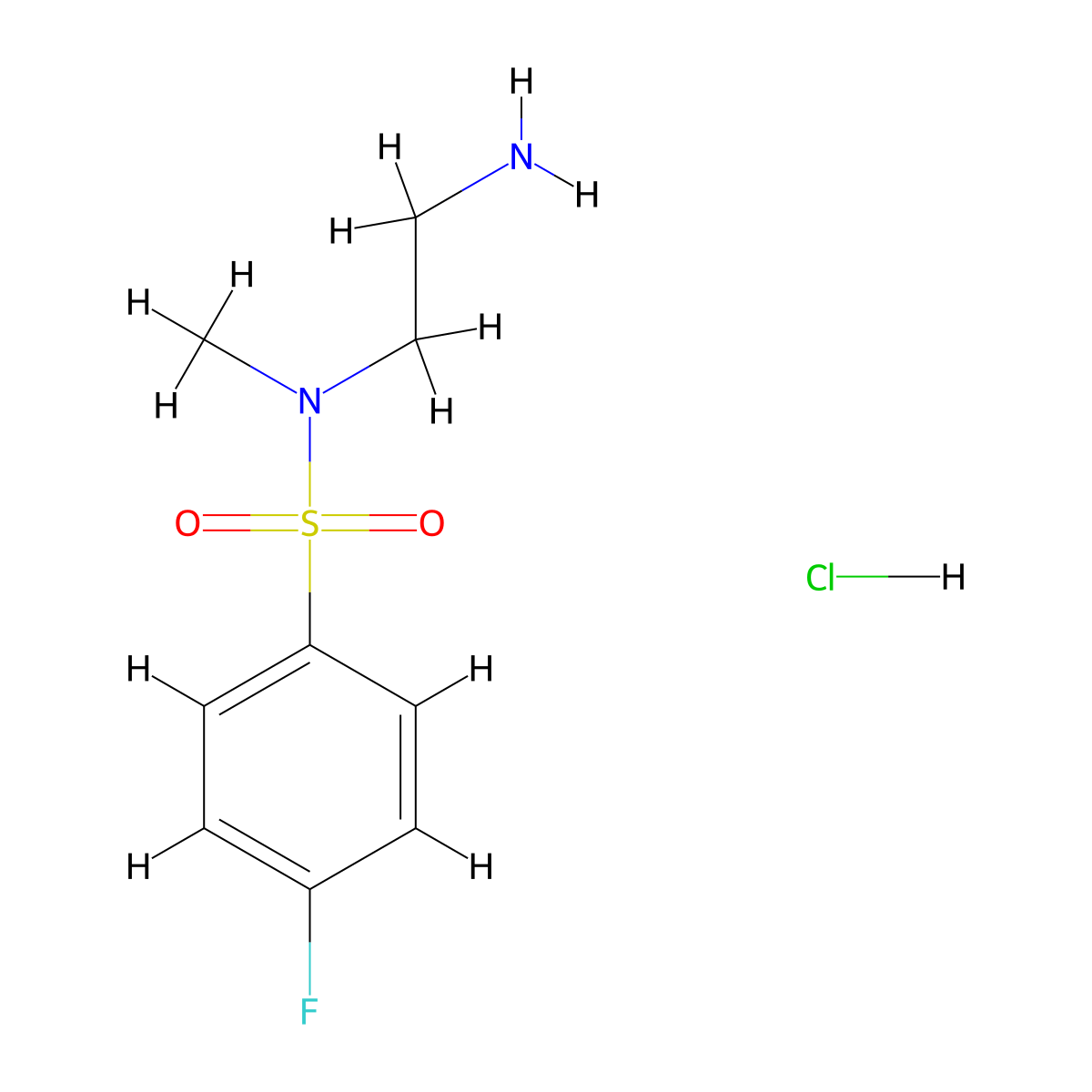 N-(2-aminoethyl)-4-fluoro-N-methylbenzene-1-sulfonamide hydrochloride molecular structure, CAS 1803605-57-3