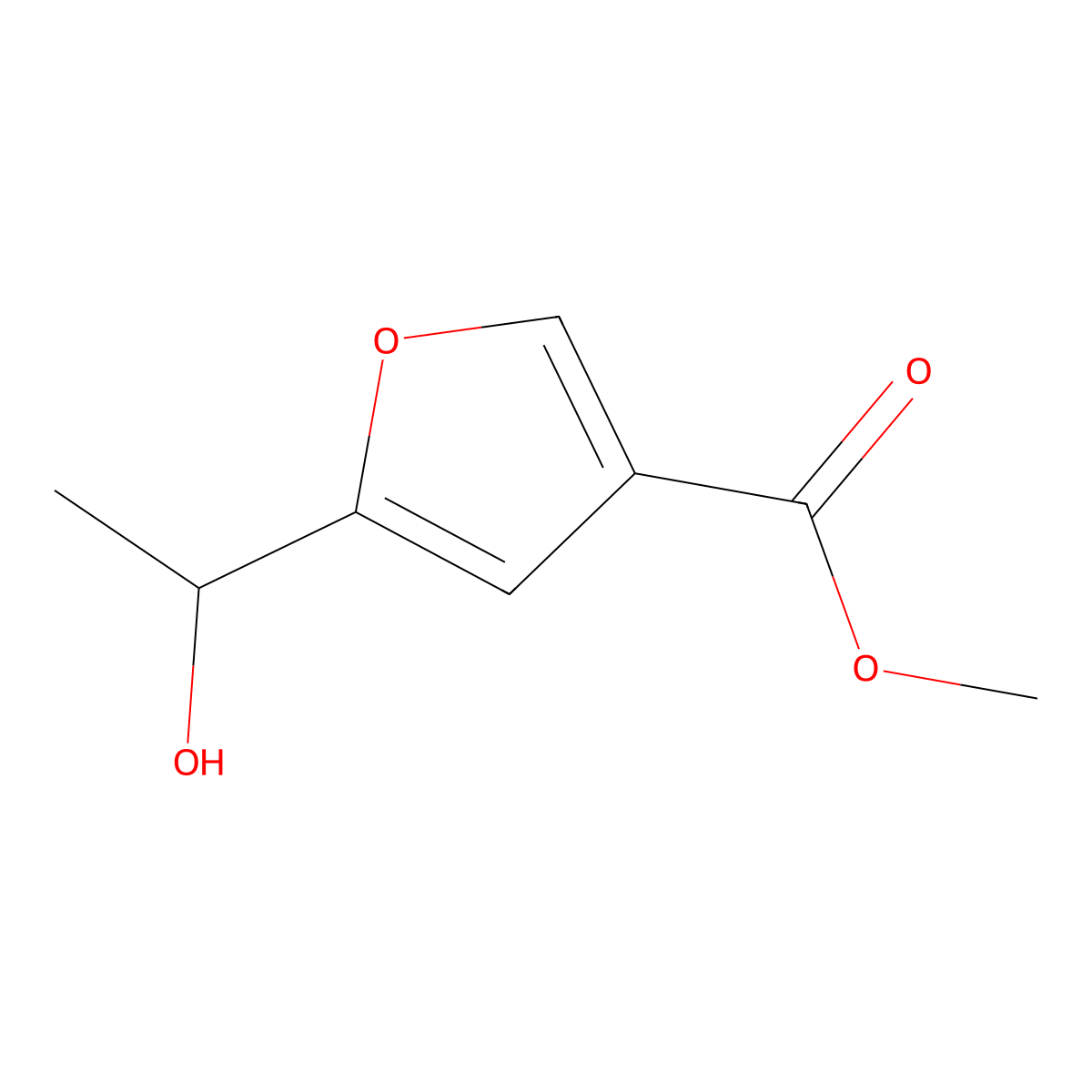 Methyl 5-(1-hydroxyethyl)furan-3-carboxylate molecular structure, CAS 1803605-59-5