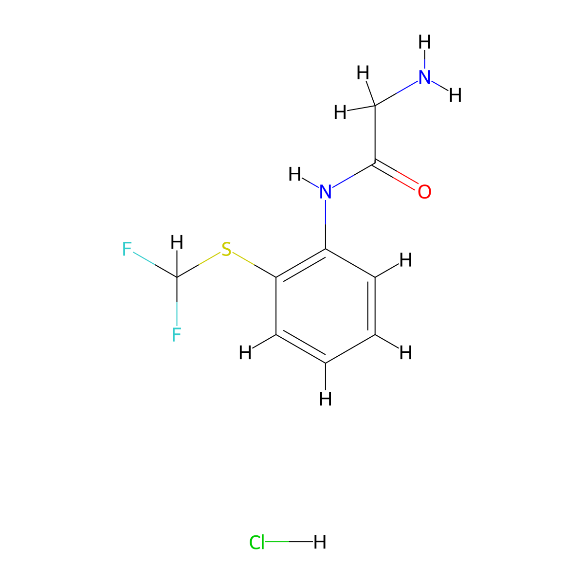 2-amino-N-{2-[(difluoromethyl)sulfanyl]phenyl}acetamide hydrochloride molecular structure, CAS 1803605-65-3