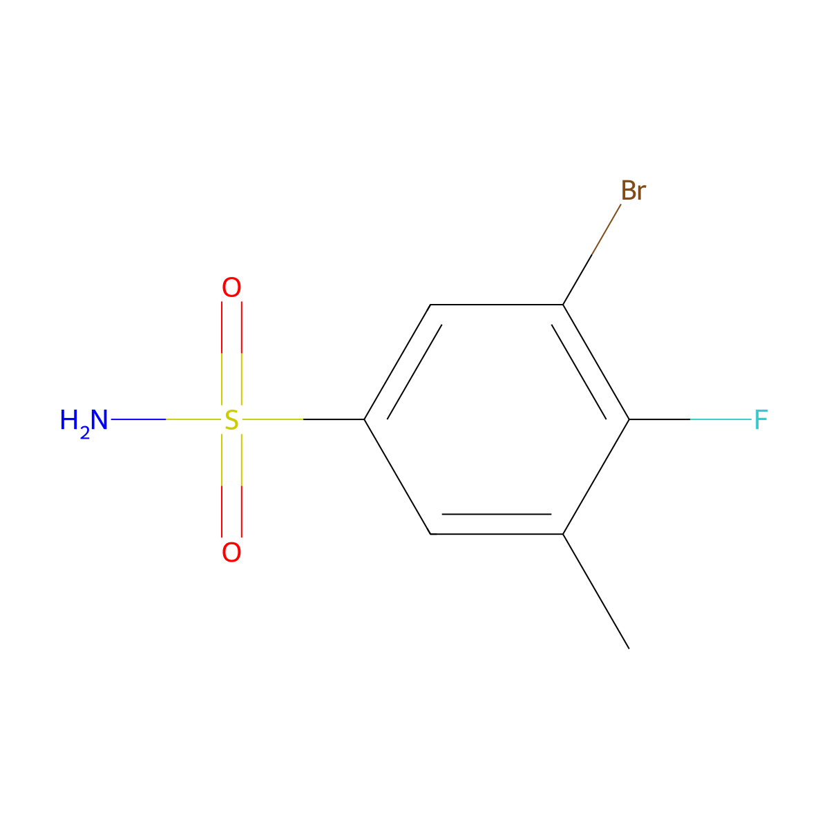 3-Bromo-4-fluoro-5-methylbenzene-1-sulfonamide molecular structure, CAS 1803605-70-0