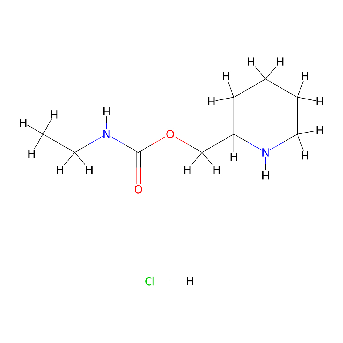 piperidin-2-ylmethyl N-ethylcarbamate hydrochloride molecular structure, CAS 1803605-80-2