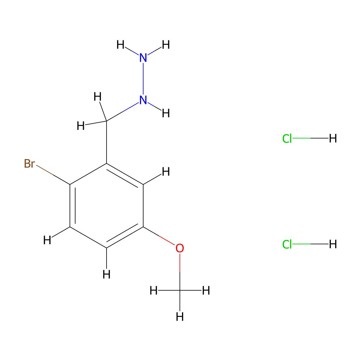 ((2-Bromo-5-methoxyphenyl)methyl)hydrazine dihydrochloride molecular structure, CAS 1803605-83-5