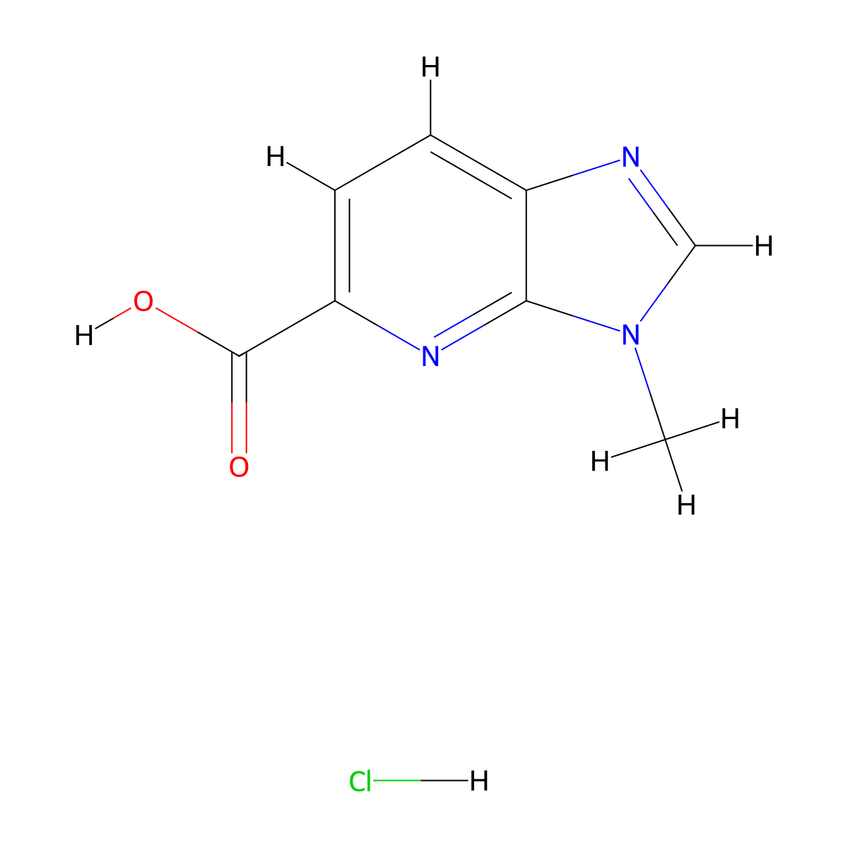 3-methyl-3H-imidazo[4,5-b]pyridine-5-carboxylic acid hydrochloride molecular structure, CAS 1803605-87-9