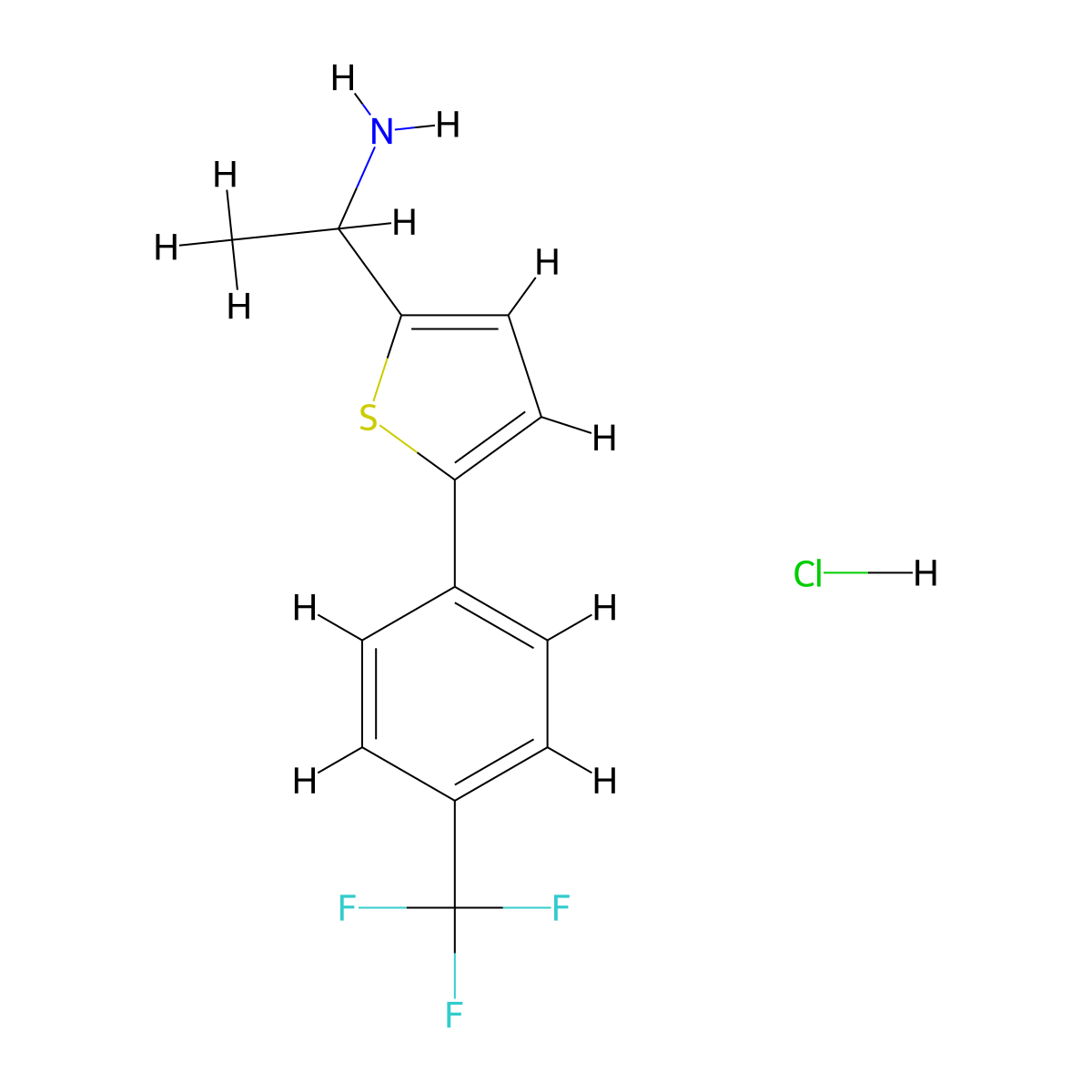 1-{5-[4-(Trifluoromethyl)phenyl]thiophen-2-yl}ethan-1-amine hydrochloride molecular structure, CAS 1803605-88-0