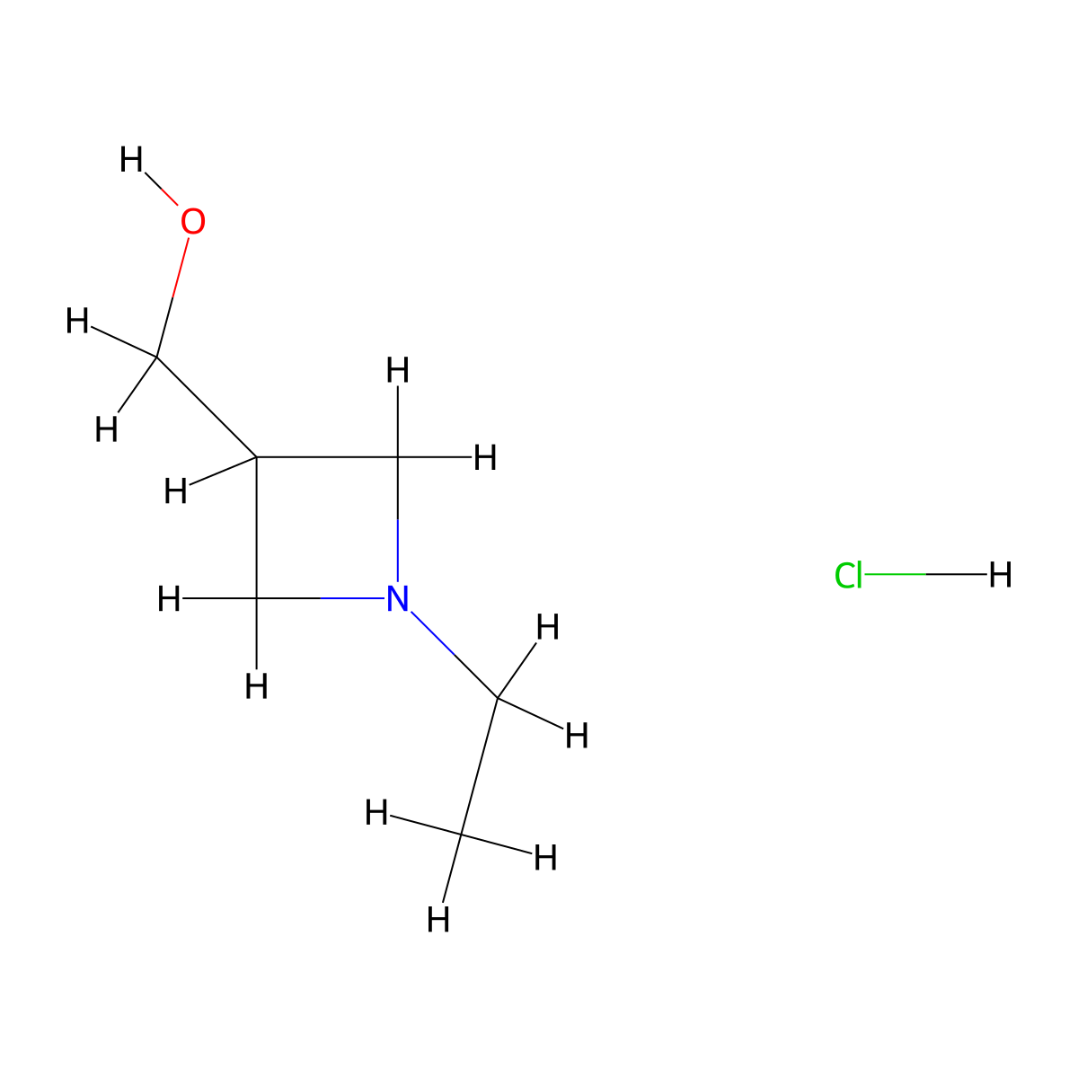 (1-Ethylazetidin-3-yl)methanol hydrochloride molecular structure, CAS 1803606-02-1