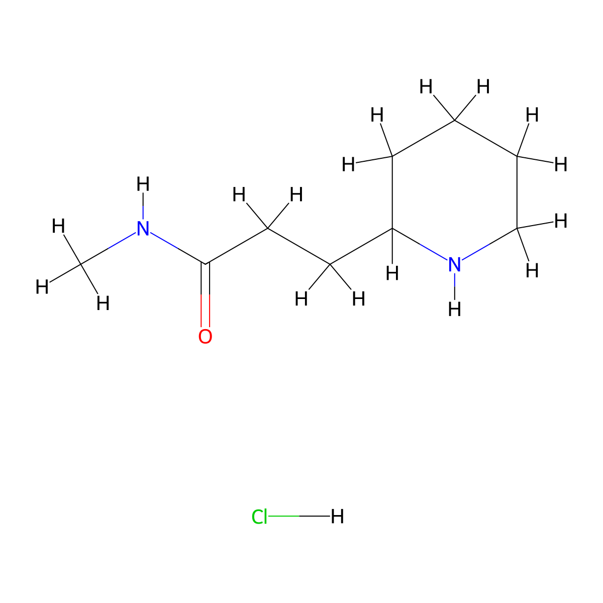 N-methyl-3-(piperidin-2-yl)propanamide hydrochloride molecular structure, CAS 1803606-09-8